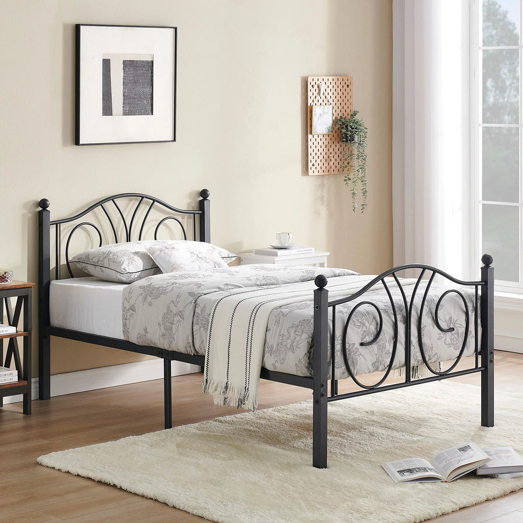 Twin Metal Platform Bed with Headboard and Footboard F5495