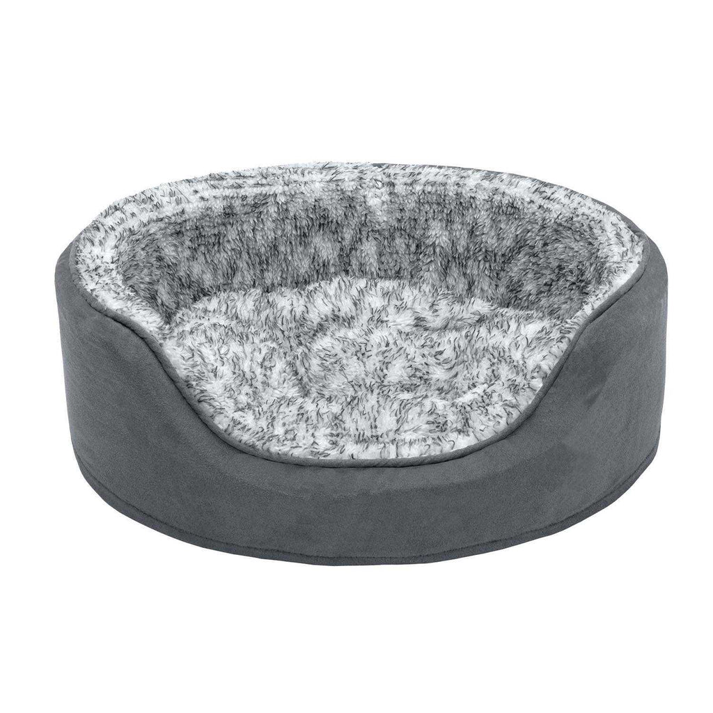 Two-Tone Fur & Suede Oval Dog Bed G32956