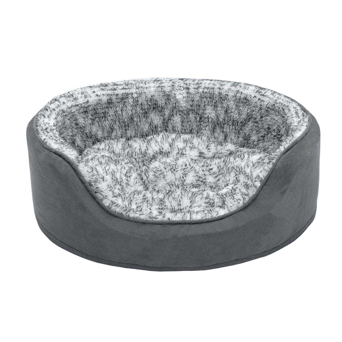 Two-Tone Fur & Suede Oval Dog Bed G32956