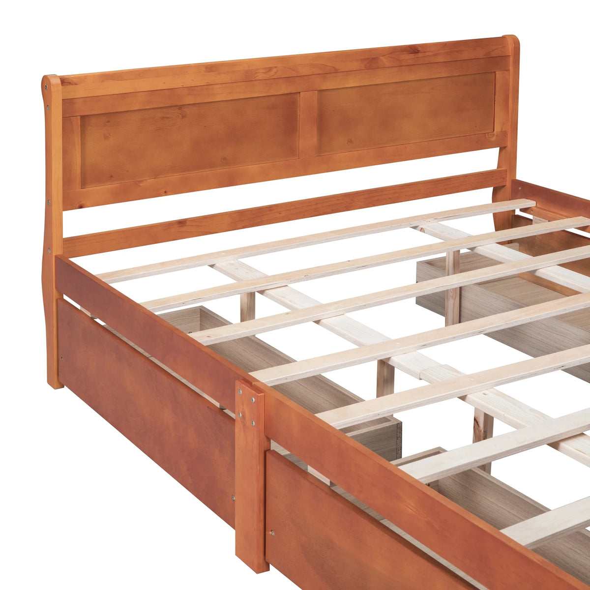 Queen Size Wood Platform Bed Frame with 4 Storage Drawers W961057