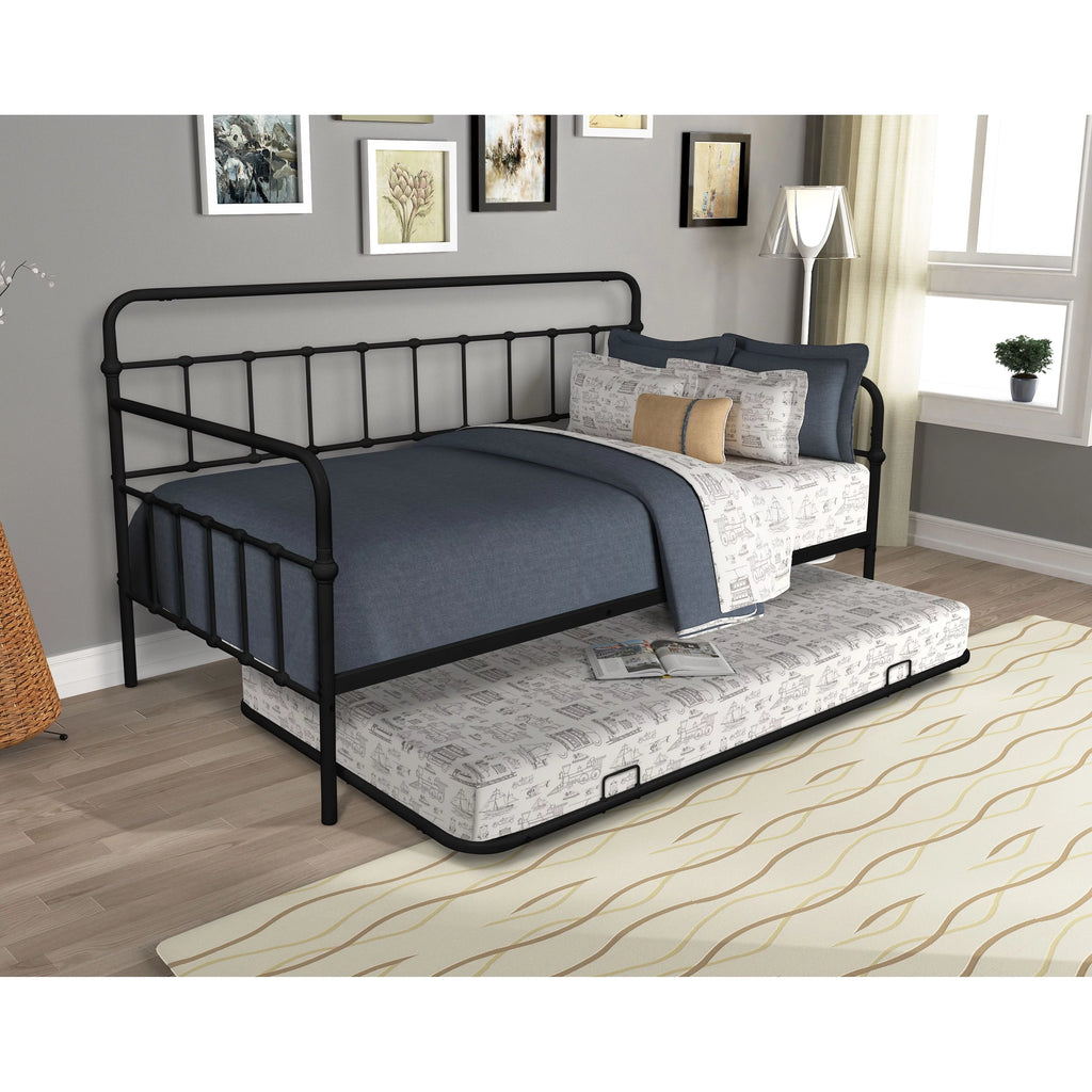 White Twin Metal Frame Daybed with Trundle K62583