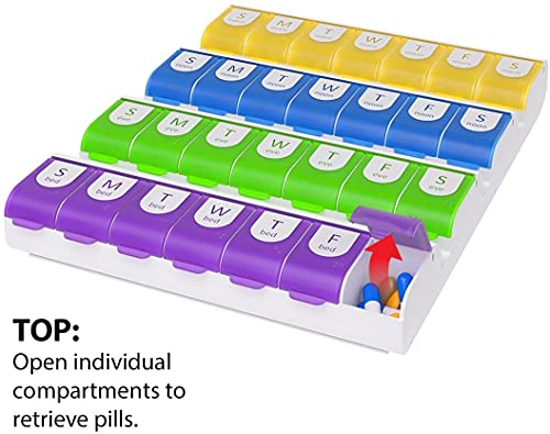Weekly Pill Case, 4 Times a Day, Large Compartments, BPA Free U752742
