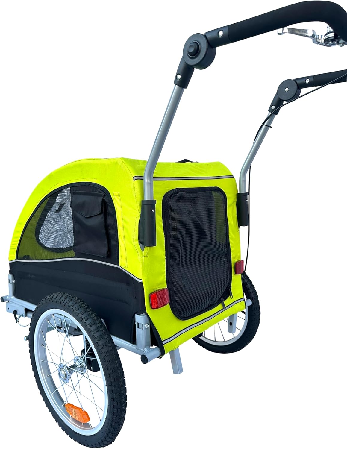 Medium Dog Stroller and Pet Bike Trailer with Suspension Florescent Green E91896