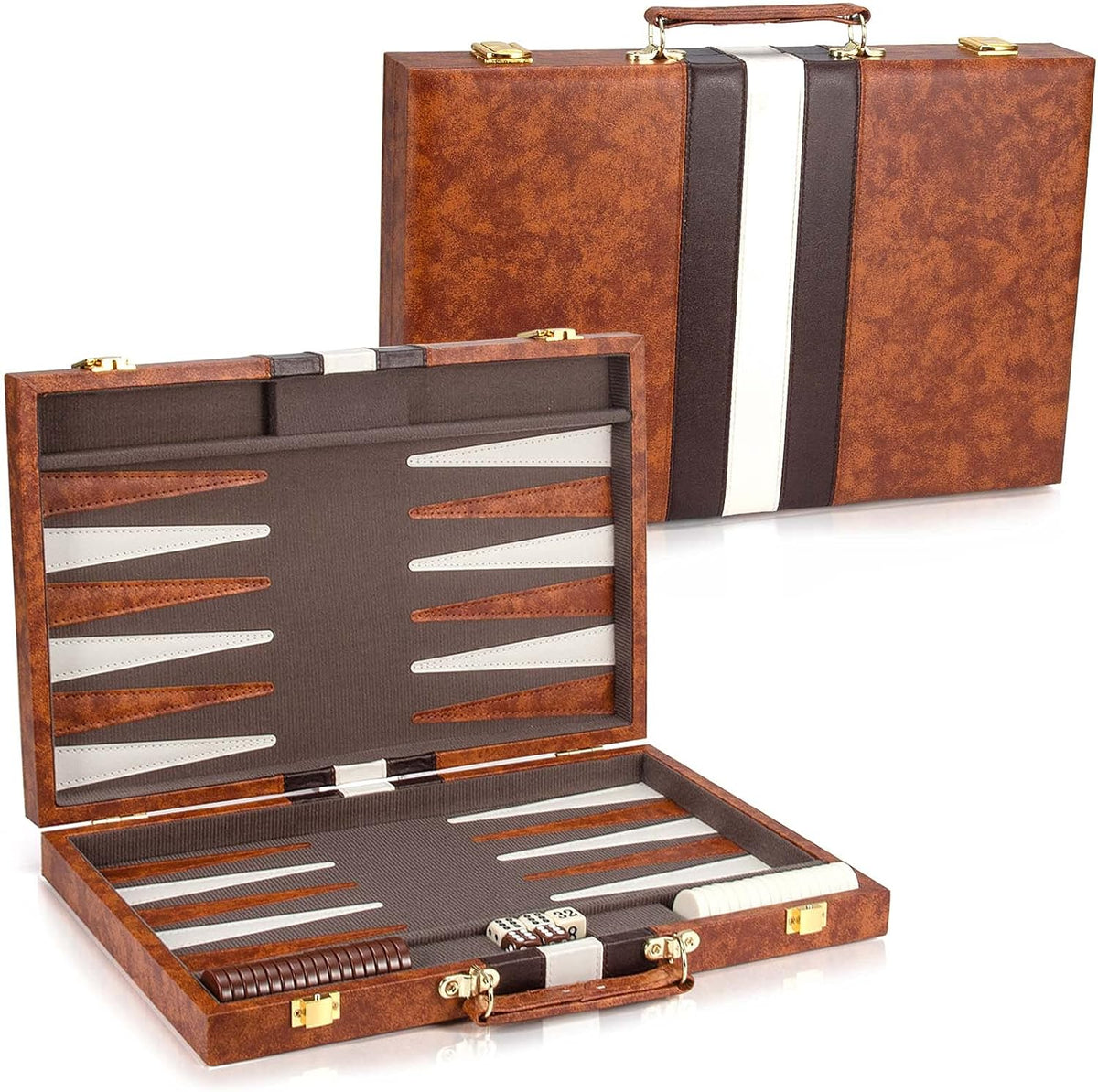 15 Inches Classic Backgammon Set with Leather Case F308523