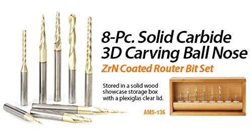 3-Pc CNC 2D/3D Carving Ball Nose Router Bit J7653