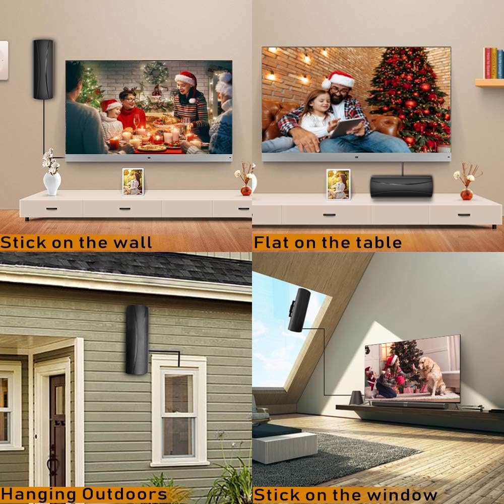 High Gain Digital TV Antenna 420 Miles Range Indoor Outdoor 4K 1080p C326766