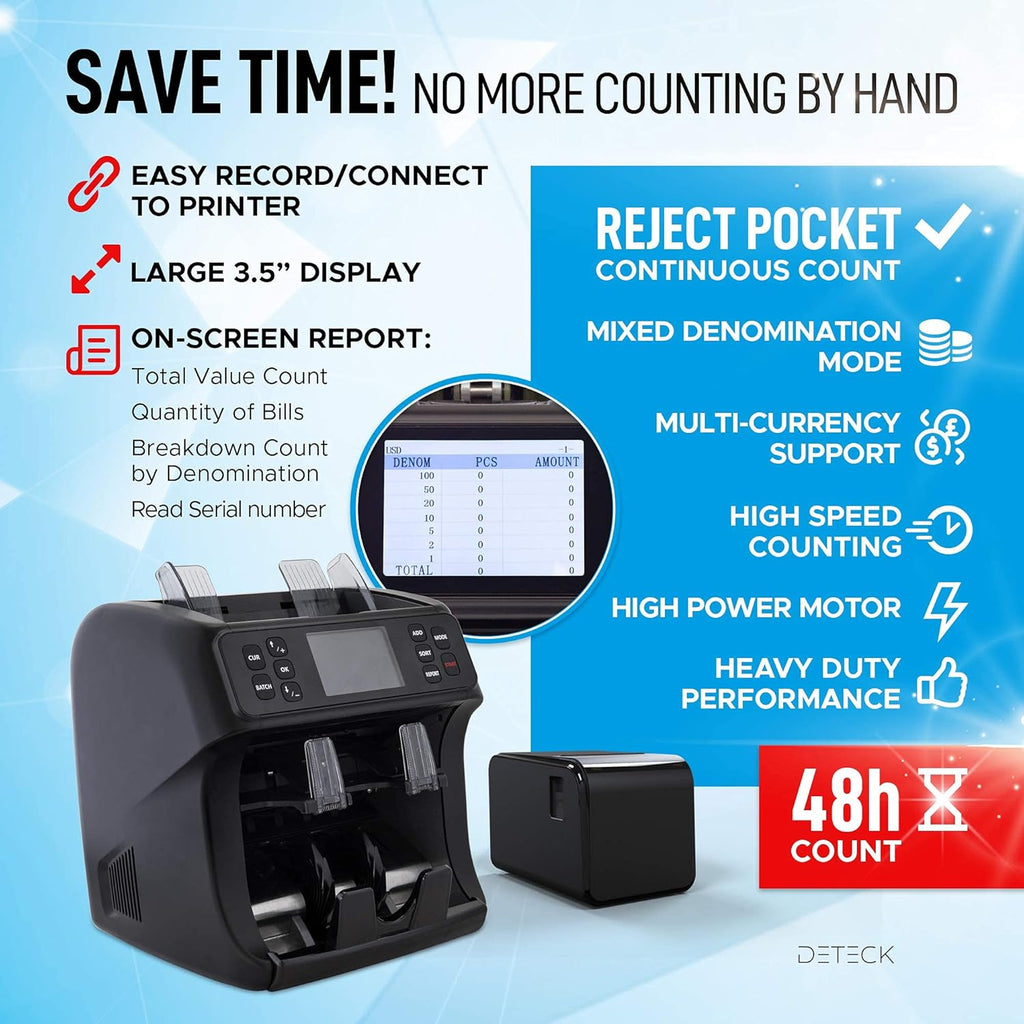 Money Counter Machine Mixed Denomination with Reject Pocket D9913