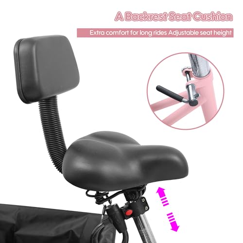 26 Inch 7 Speed Adult Tricycle with Backrest and Baskets T579