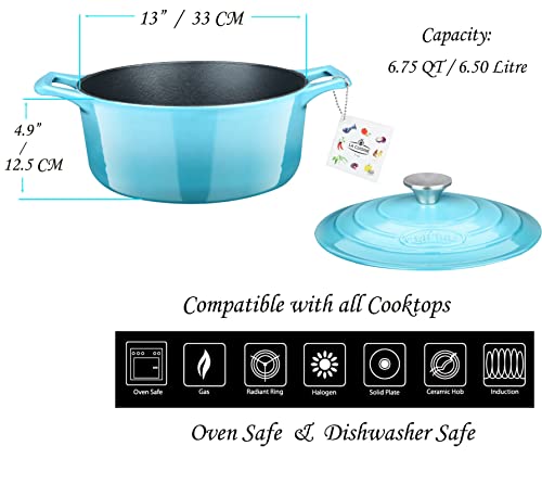 Enameled Cast Iron Covered Oval Dutch Oven Casserole Pot, 6.75 QT C994138