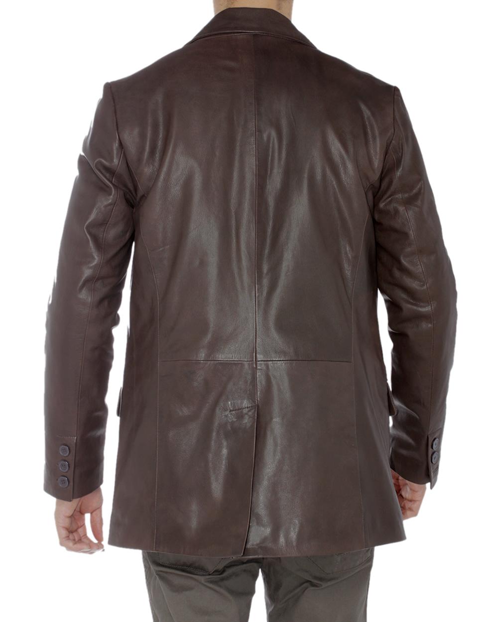 Brown Lambskin Leather Blazer Jacket X30887