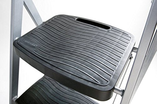 White 3-step Folding Step-stool with Hand Grip and Plastic Steps O71768