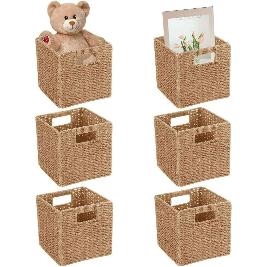 6 Pack 8.7 Inch Black Wicker Storage Baskets K25612