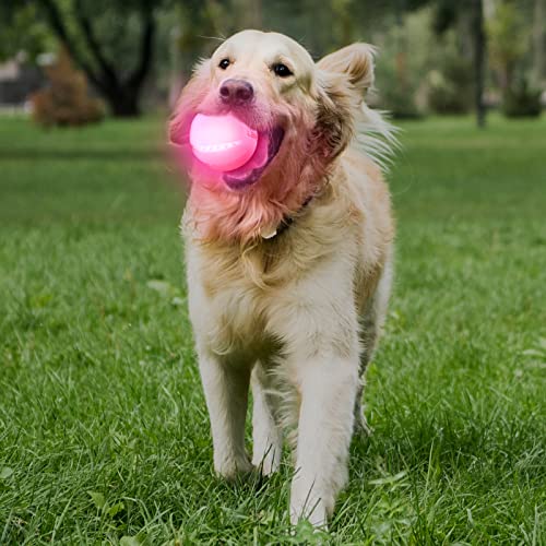 LED Dog Ball, Silicon Glowing Dog Toy Ball with USB Rechargeable E735