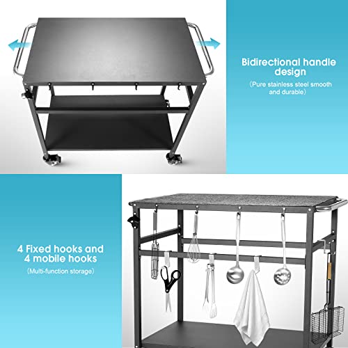 Outdoor Grill Table with Storage on Wheels G661