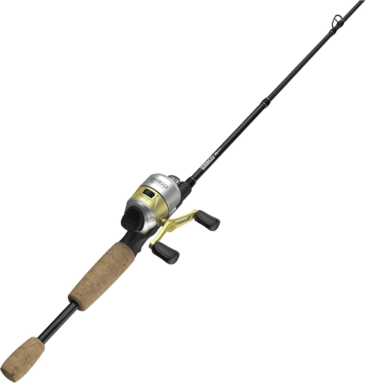 Fiberglass Spincast Reel and 2-Piece Fishing Rod Combo with Cork Handle T53561