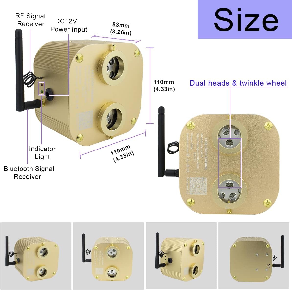 20W Dual-Head RGBW Twinkle Fiber Optic Star Ceiling Light Kit 1100pcs T412835