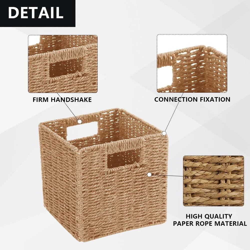 6 Pack 8.7 Inch Black Wicker Storage Baskets K25612