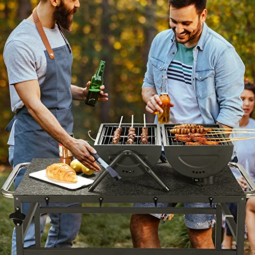 Outdoor Grill Table with Storage on Wheels G661