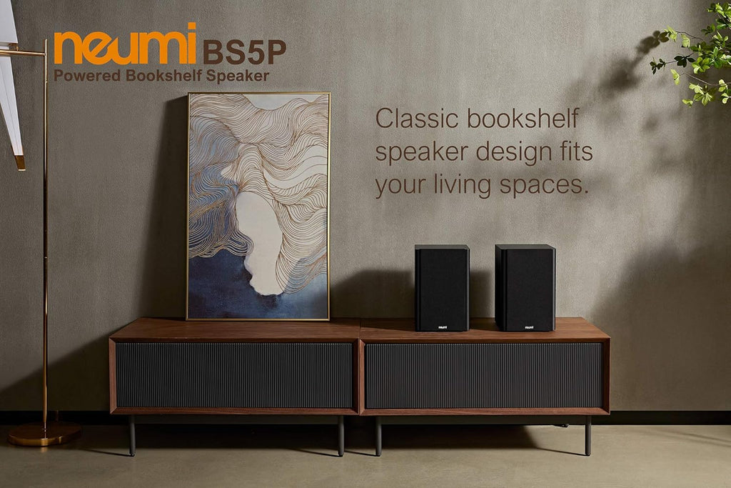75-Watt Powered Bookshelf Speakers with Bluetooth, Dark Wood, 1 Pair M828