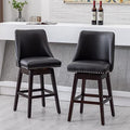 Grey Linen Swivel Bar Stools 27.5" with Back Wood Legs Z60802
