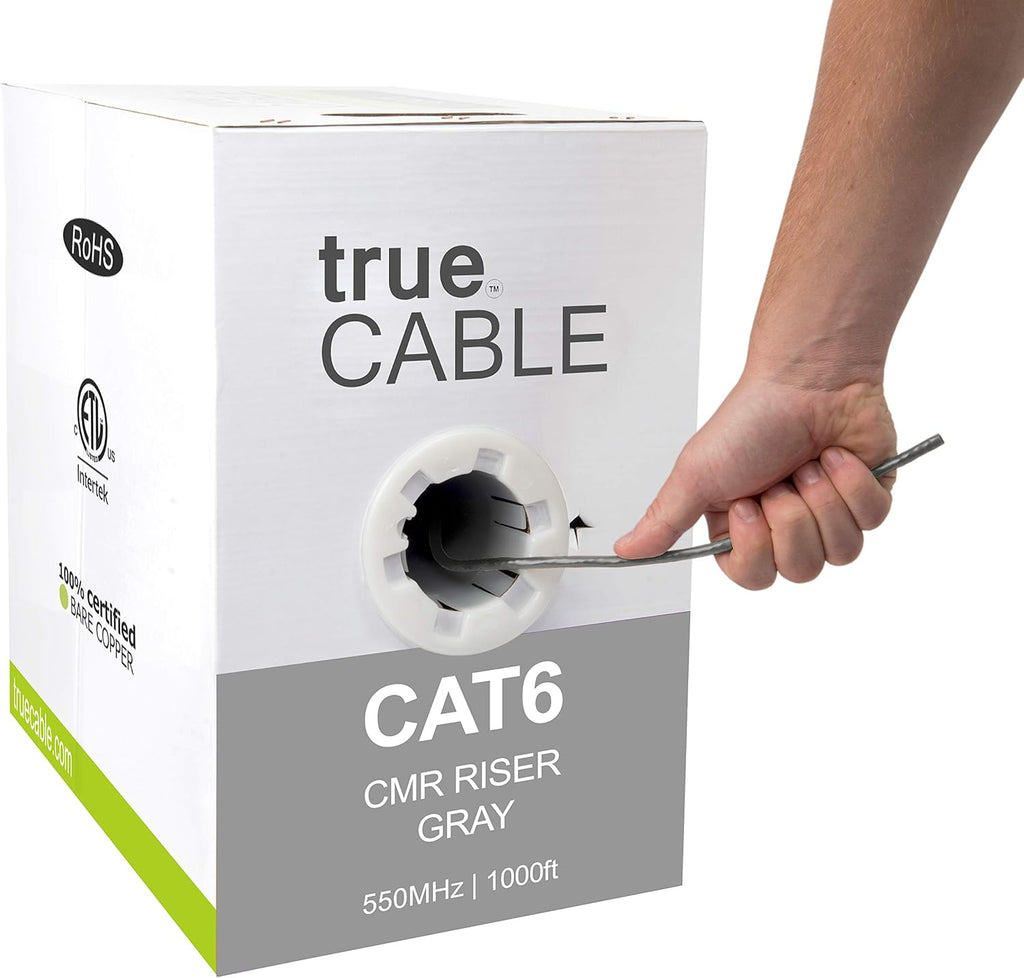Cat6 Riser 1000ft Green 23AWG Bare Copper UTP Bulk Ethernet Cable B9251