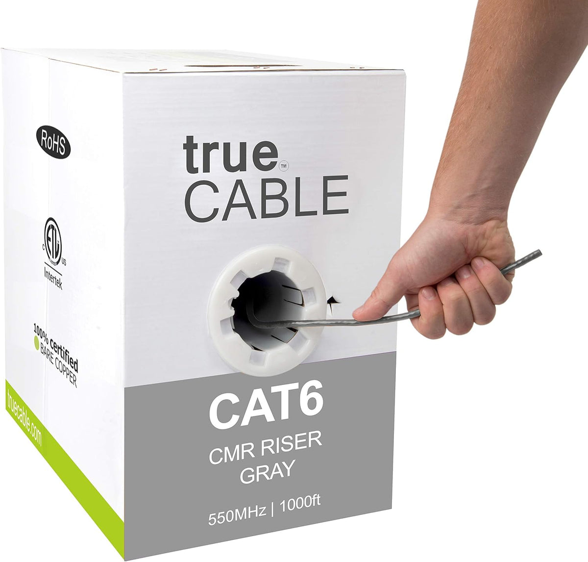 Cat6 Riser 1000ft Green 23AWG Bare Copper UTP Bulk Ethernet Cable B9251
