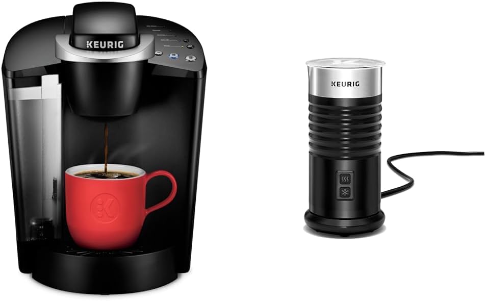 Single Serve Programmable Coffee Maker, 6 to 10 oz. Brew Sizes, Black & Standalone Frother, Hot and Cold Frothing, 6 Oz, Black L964913