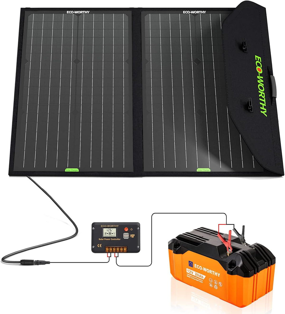 60W Solar Panel Kit with 20AH 12V Lithium Battery C2121
