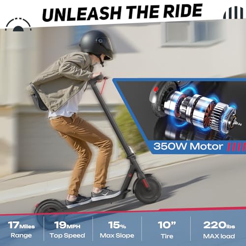 19MPH 17-Mile Range 430W Peak Motor Foldable Electric Scooter with 10" Tires & Dual Braking System F5212