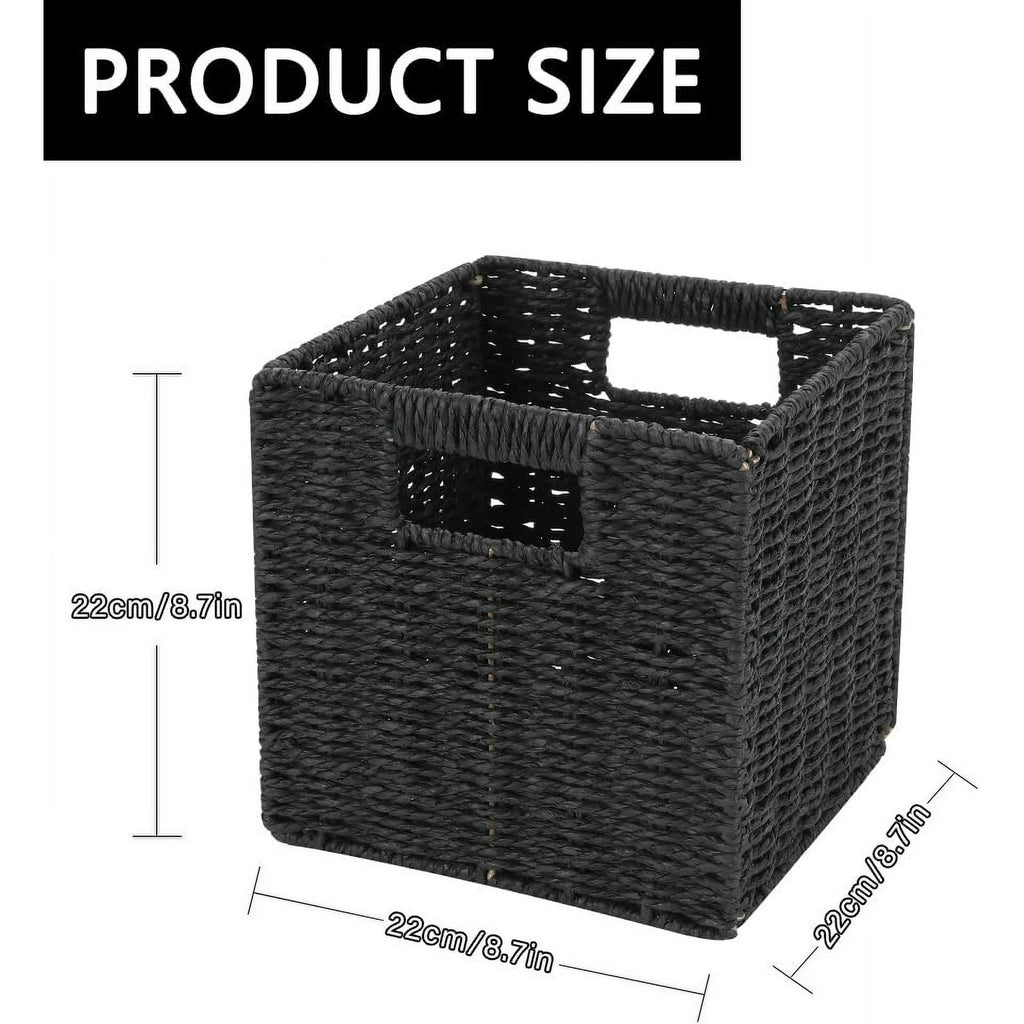 6 Pack 8.7 Inch Black Wicker Storage Baskets K25612