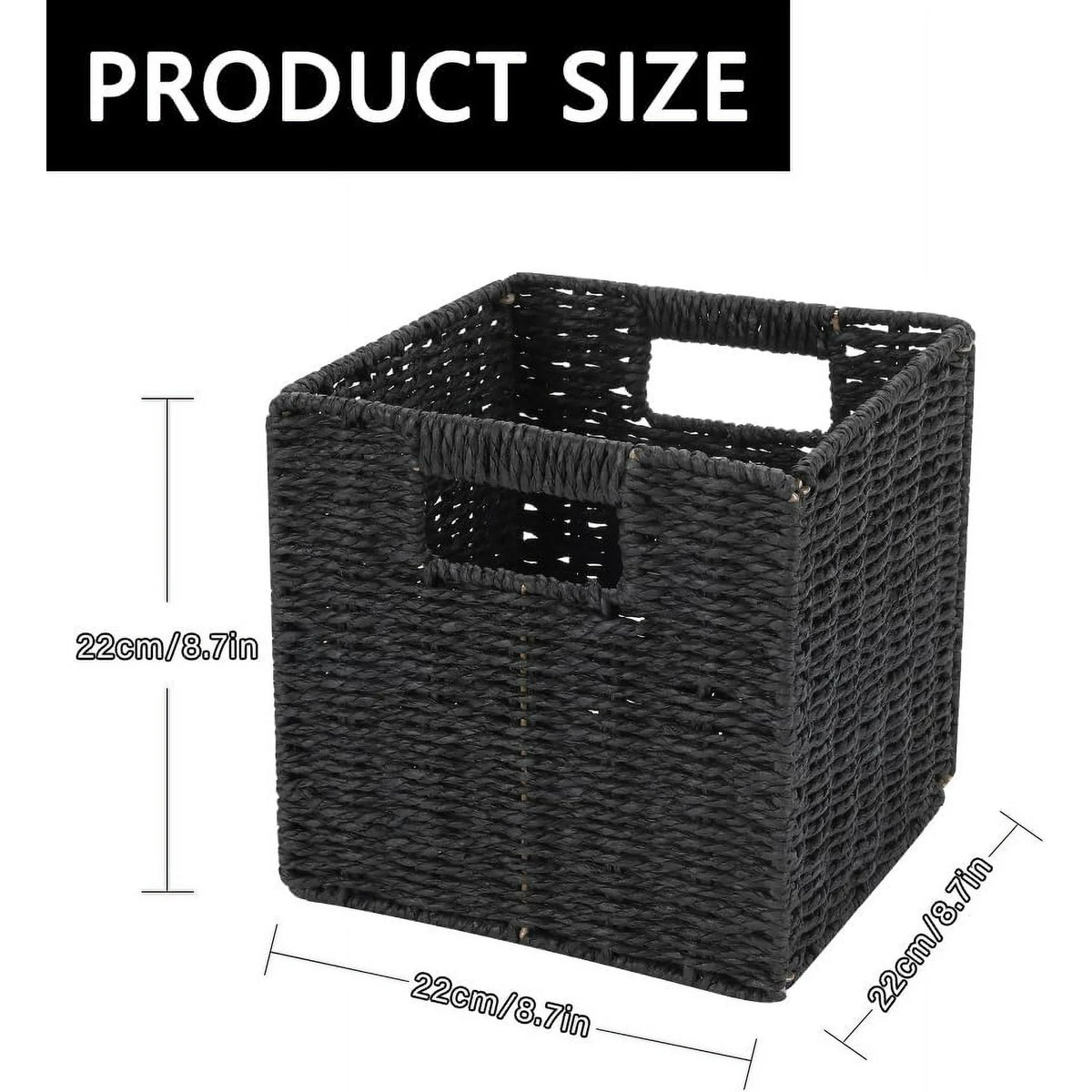 6 Pack 8.7 Inch Black Wicker Storage Baskets K25612