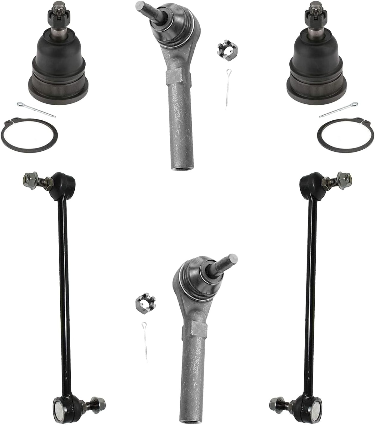 6 Pc Front Lower Ball Joints, Sway Bars and Outer Tie Rods V224875