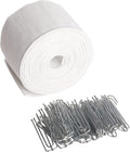 White 10 Yards Pleater Tape with 30 Pcs Stainless Steel 4 Prongs Hooks E1248