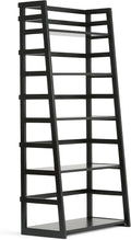 Black 5 Shelf Solid Wood Ladder Bookcase B3878