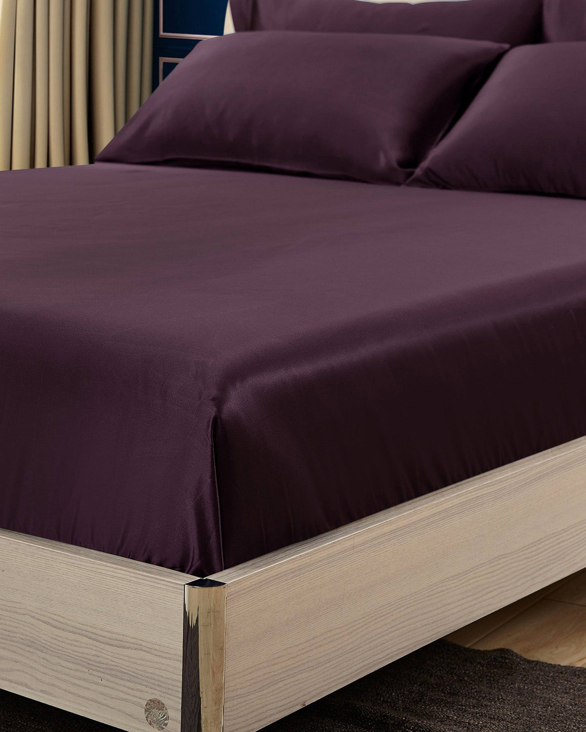 100% 19 Momme Silk Sheets Cal.King Deep Purple I717