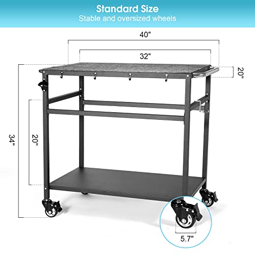 Outdoor Grill Table with Storage on Wheels G661