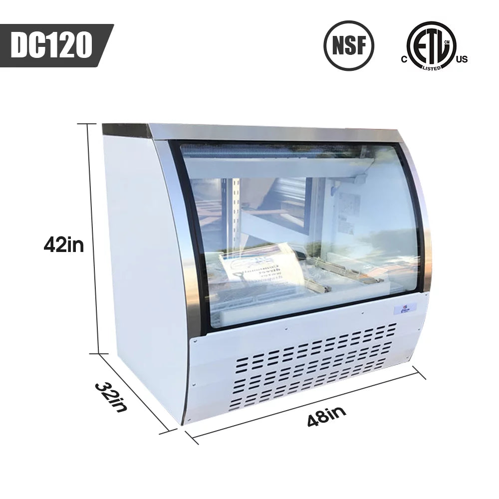 18 Cu Ft 48 ins Commercial Refrigerator Display Case with Curved Glass W757