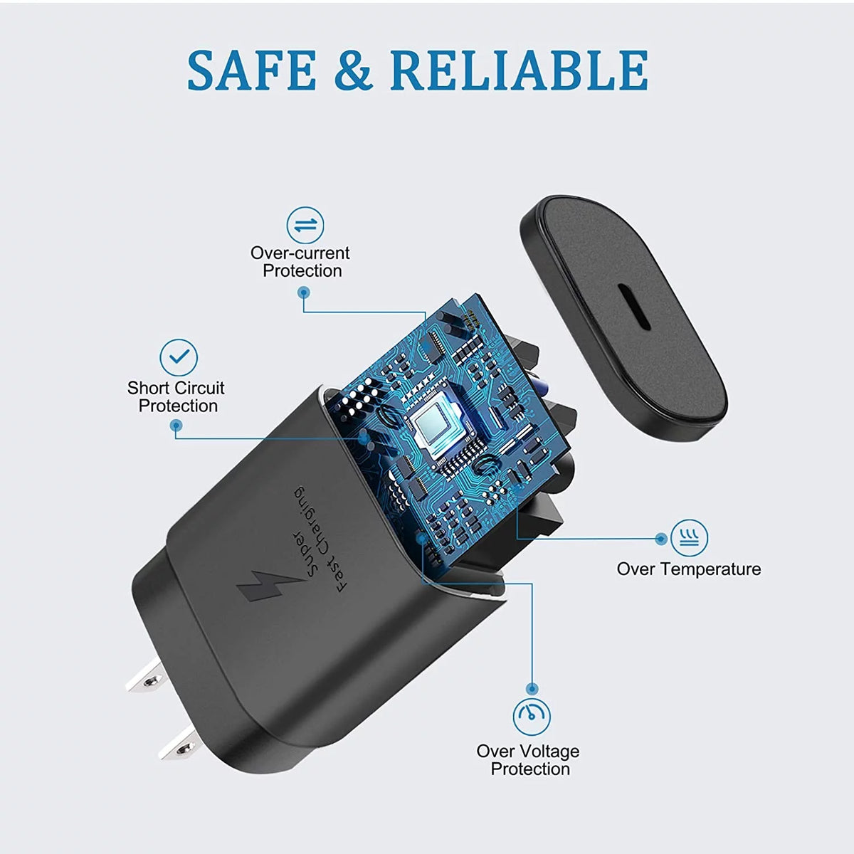 25W Type C UL Certified Charger with 4FT USB C Cable and USB Type C Headphones U726738