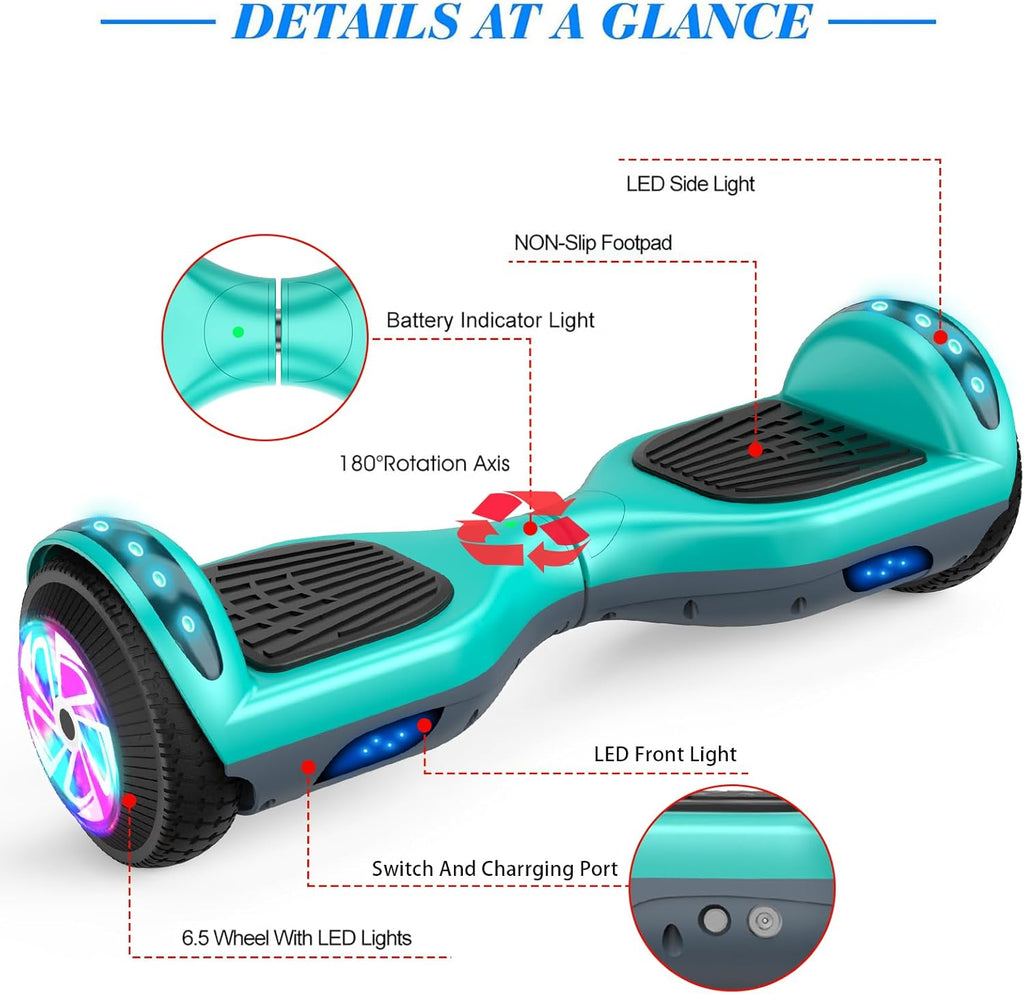 6.5 Inch Self Balancing Hoverboard with Bluetooth and LED Lights G2756
