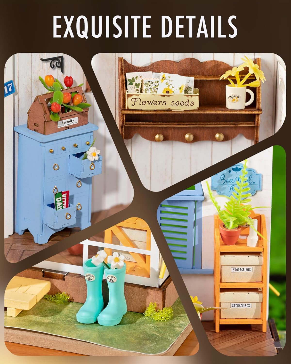 9.6" DIY Miniature Dollhouse Kit with LED J71936