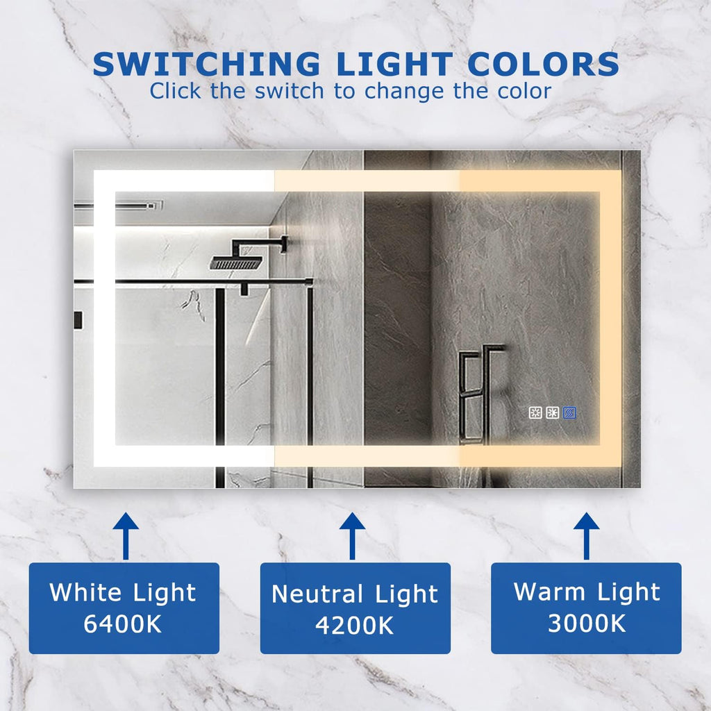 40×24 Inch LED Anti-Fog Dimmable Bathroom Mirror S4890