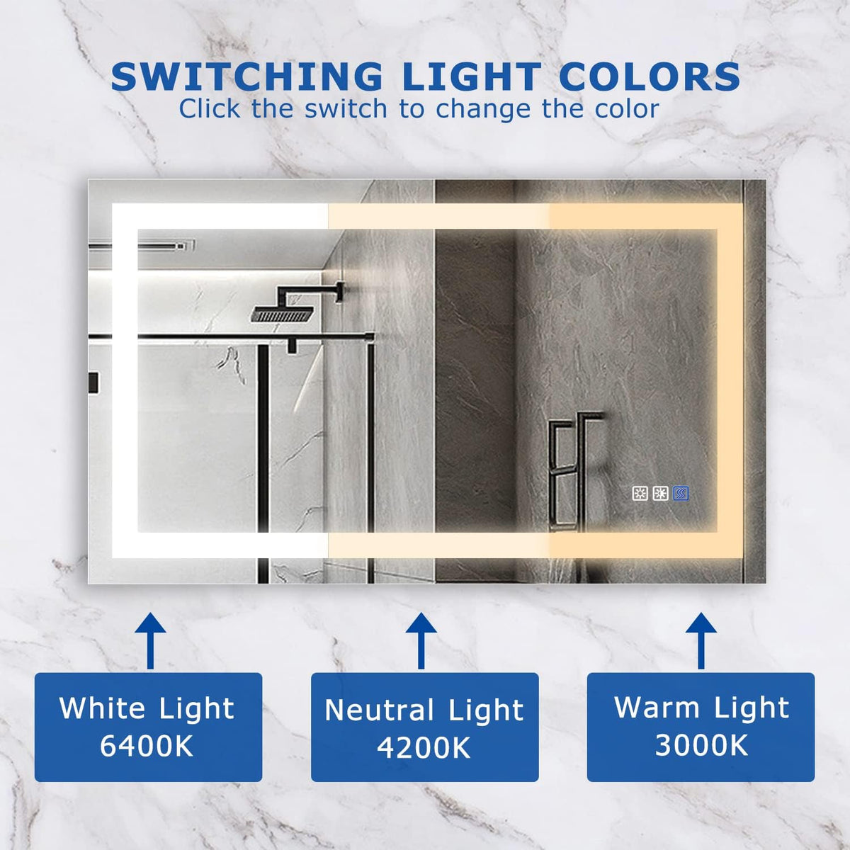 40×24 Inch LED Anti-Fog Dimmable Bathroom Mirror S4890