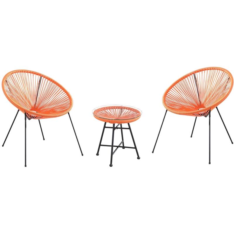 Orange 3 Piece Steel Patio Bistro Set V89120