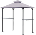 8 x 5 Ft Grill Gazebo with Steel Shelves and LED Lights D243552