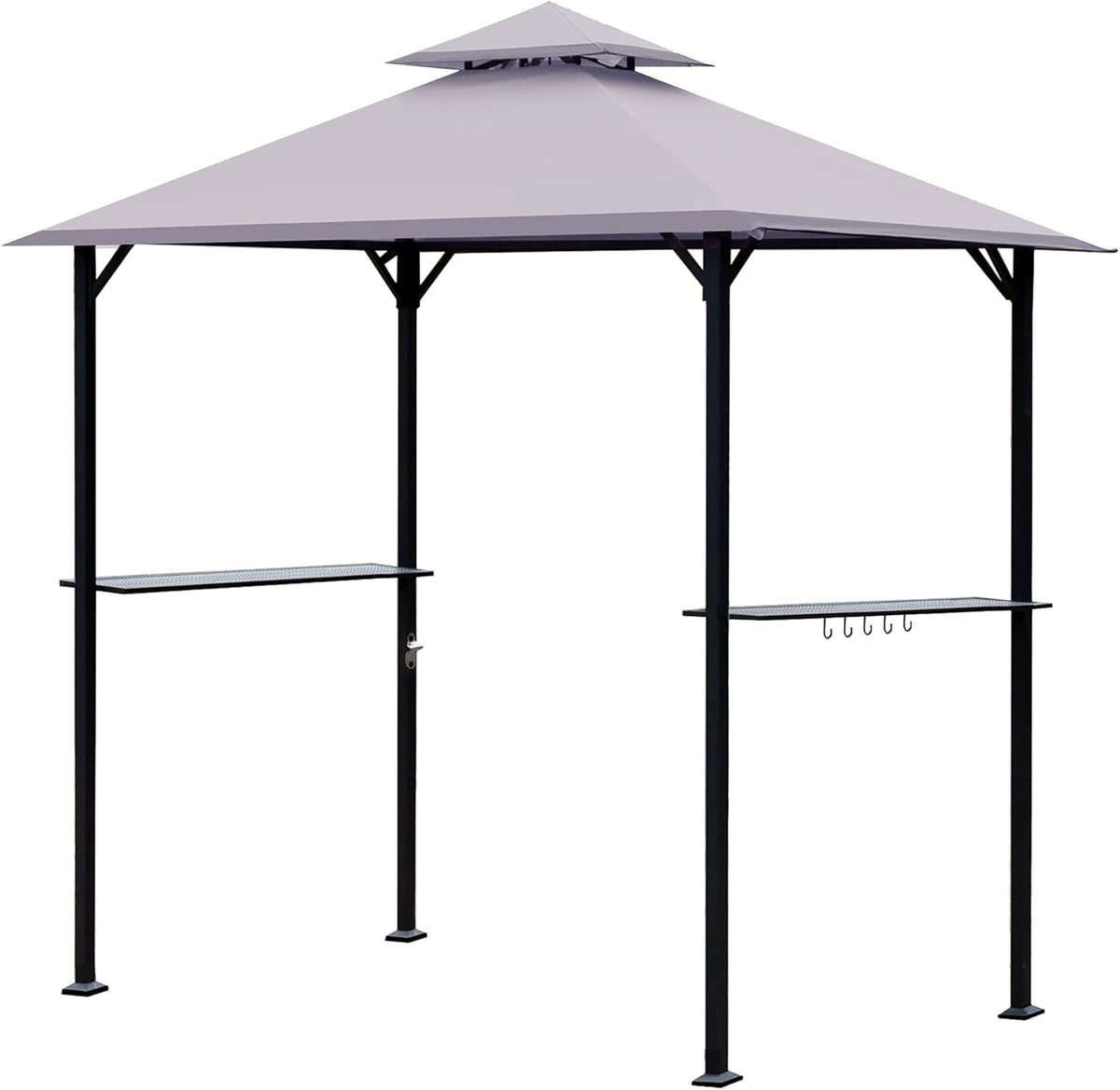 8 x 5 Ft Grill Gazebo with Steel Shelves and LED Lights D243552