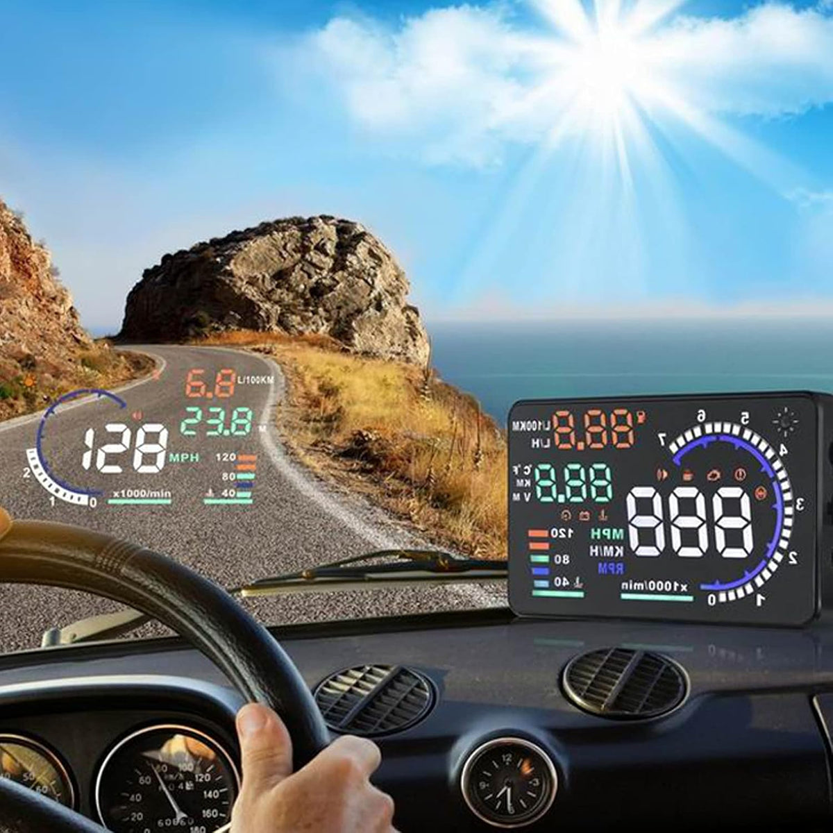 5.5 inches Multi Color Car HUD Windshield Screen Display D7076