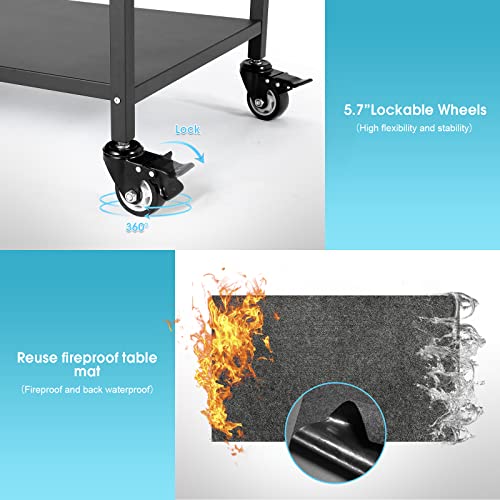 Outdoor Grill Table with Storage on Wheels G661