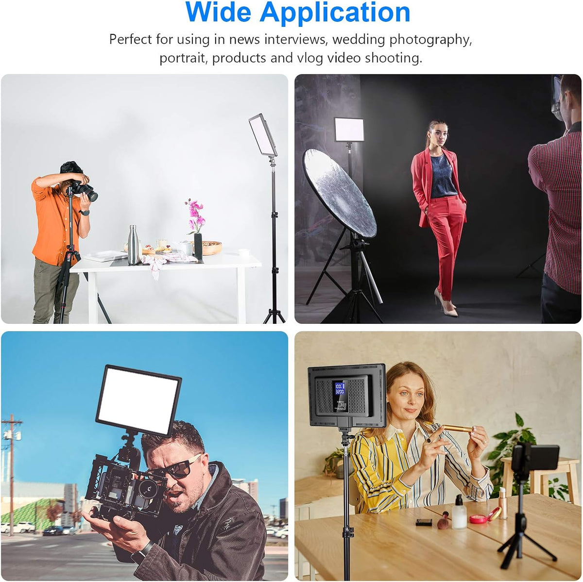 Ultra-Thin LED Soft Light Panel with LCD Display, Dimmable Bi-Color 3200-5600K CRI95+ On Camera Video Light T89910