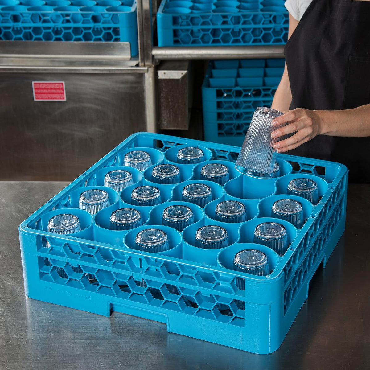 20 Compartment Glass Rack with 1 Extender, Blue (Pack of 4) U868