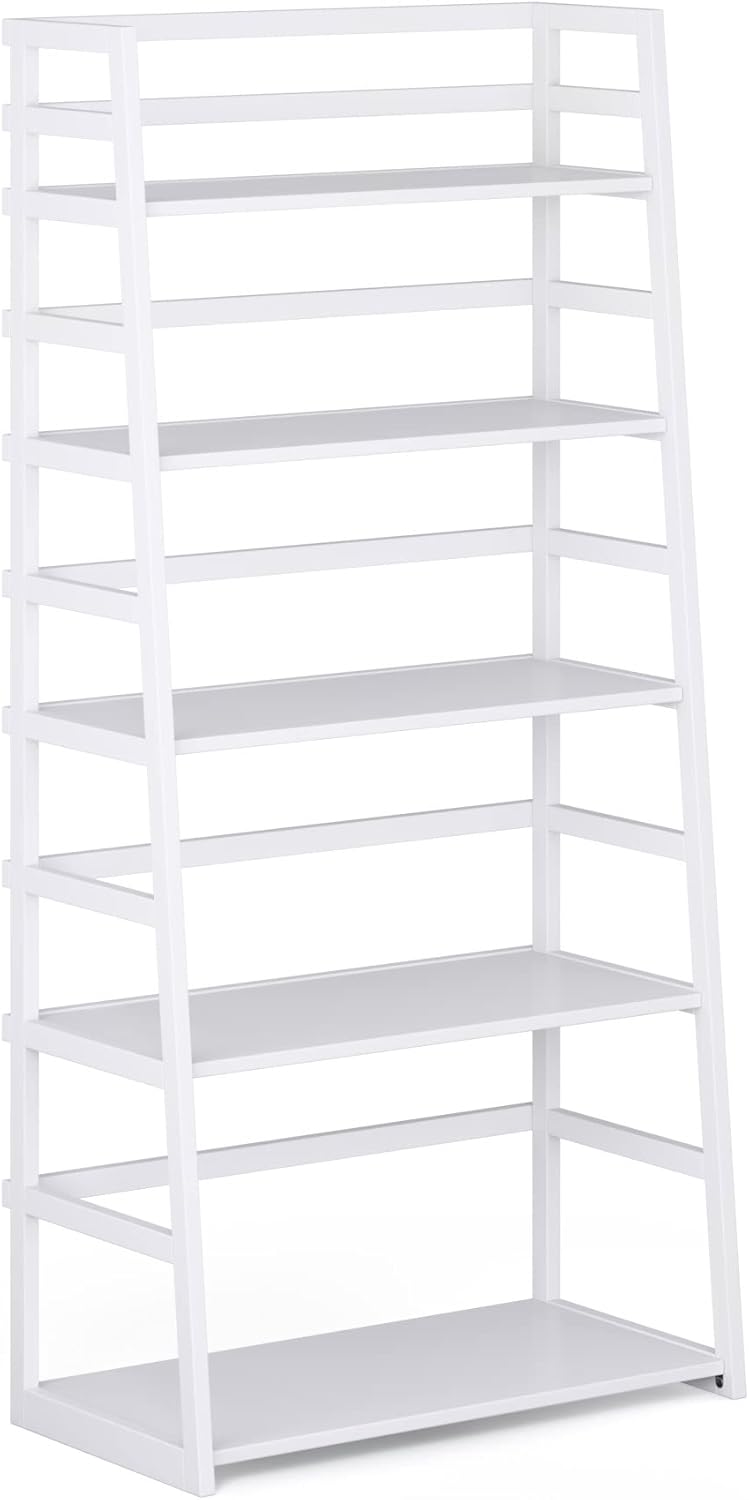 Black 5 Shelf Solid Wood Ladder Bookcase B3878